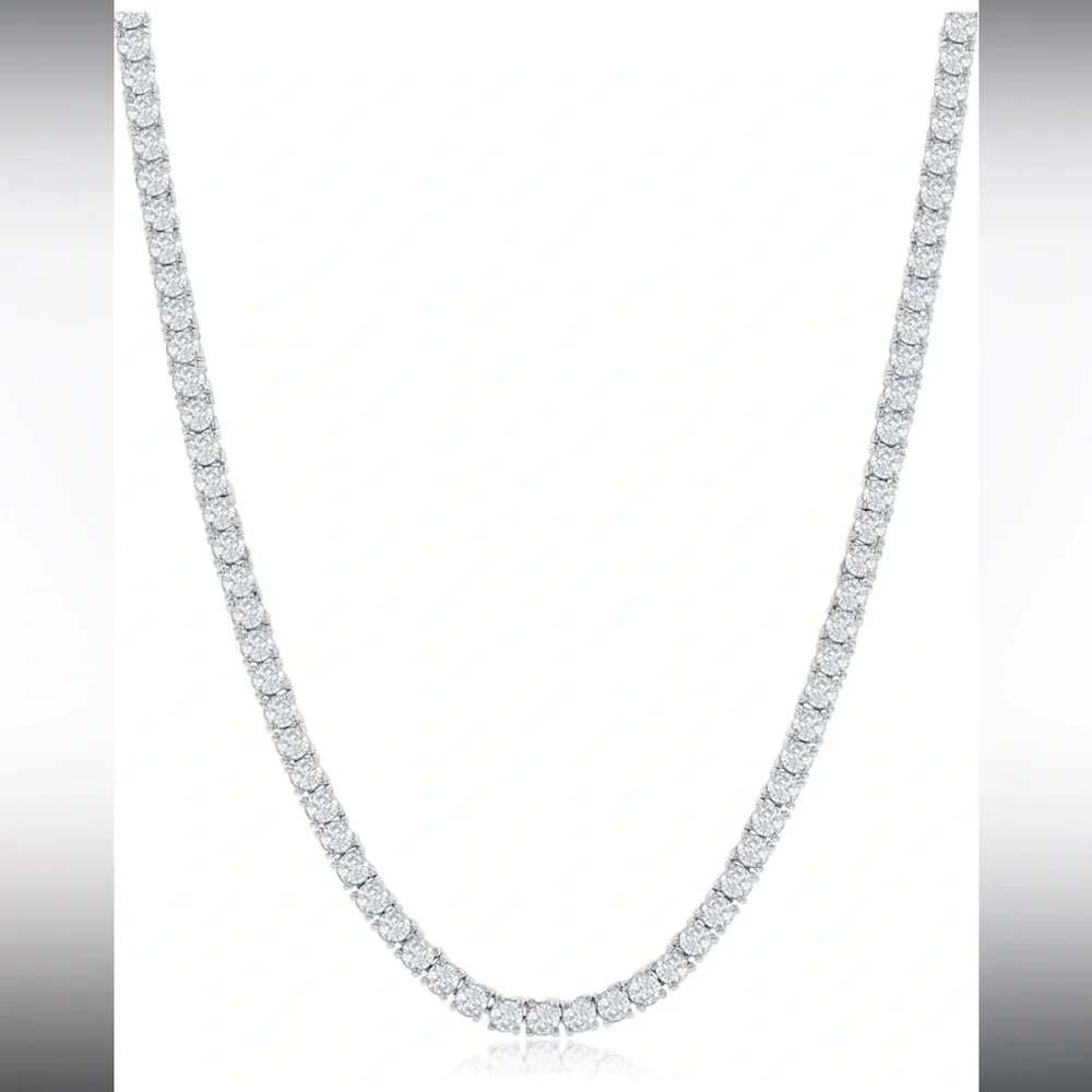 Tennis Necklace 3mm round Cubic Zirconia - Picture 1 of 4